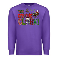 Purple You Serious Clark With Santa Sleigh Premium Sweatshirt - BundleAndBundleShop