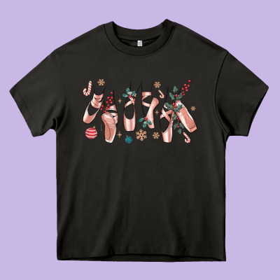 Christmas Ballerina Shoes Heavy Core Tee Designed By Maliassmallbusiness