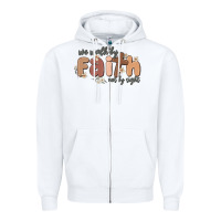 White we walk by faith not by sight Zipper Hoodie - MaliasSmallBusiness