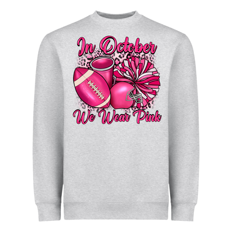 In October We Wear Pink Cheer With Football Breast Heavyweight Sweatshirt by JahusDesignShop | Teevron