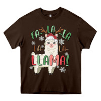 Chocolate Brown fa la la llama Heavy Core Tee - MaliasSmallBusiness