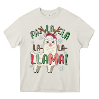 Cream fa la la llama Heavy Core Tee - MaliasSmallBusiness