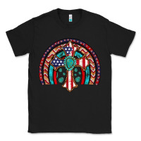 Black gemstone cross american flag turquoise rainbow Classic Tee - Artiststas