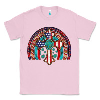 Bubblegum Pink gemstone cross american flag turquoise rainbow Classic Tee - Artiststas