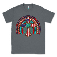 Charcoal Heather gemstone cross american flag turquoise rainbow Classic Tee - Artiststas