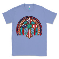 Colony Blue gemstone cross american flag turquoise rainbow Classic Tee - Artiststas