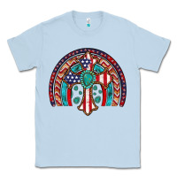 Dusty Blue gemstone cross american flag turquoise rainbow Classic Tee - Artiststas