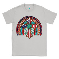 Moon Dust gemstone cross american flag turquoise rainbow Classic Tee - Artiststas