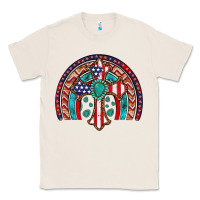 Natural gemstone cross american flag turquoise rainbow Classic Tee - Artiststas