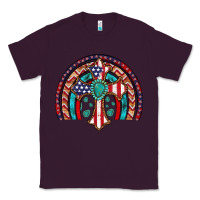 Plum gemstone cross american flag turquoise rainbow Classic Tee - Artiststas