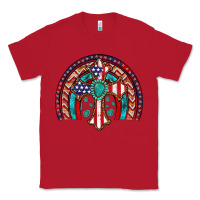 Red gemstone cross american flag turquoise rainbow Classic Tee - Artiststas