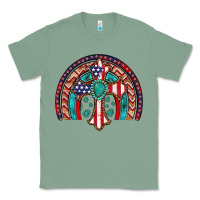 Sage gemstone cross american flag turquoise rainbow Classic Tee - Artiststas
