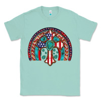 Seafoam gemstone cross american flag turquoise rainbow Classic Tee - Artiststas