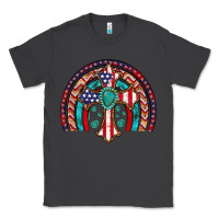 Smoke gemstone cross american flag turquoise rainbow Classic Tee - Artiststas