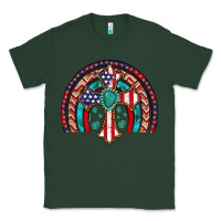 Sports Green gemstone cross american flag turquoise rainbow Classic Tee - Artiststas