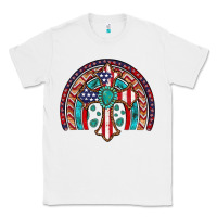 White gemstone cross american flag turquoise rainbow Classic Tee - Artiststas