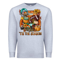 Heather Grey Tis The Season Fall Football Truck Premium Sweatshirt - BundleAndBundleShop