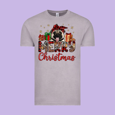Merry Christmas Pug Vintage Tee Designed By Jahusdesignshop