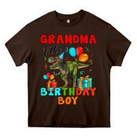 Chocolate Brown grandma of the birthday boy t rex Heavy Core Tee - Artiststas