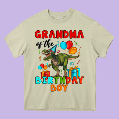 Grandma Of The Birthday Boy T Rex Heavy Core Tee Designed By Artiststas