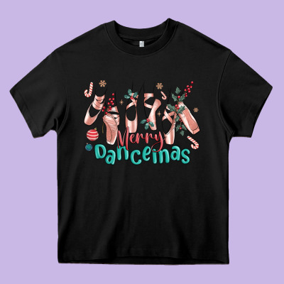 Merry Dancemas Christmas Ballet Heavy Core Tee Designed By Maliassmallbusiness