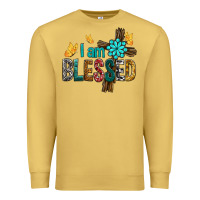Antique Gold I Am Blessed Cross Premium Sweatshirt - BundleAndBundleShop