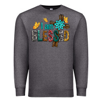 Charcoal Heather I Am Blessed Cross Premium Sweatshirt - BundleAndBundleShop
