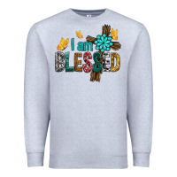Heather Grey I Am Blessed Cross Premium Sweatshirt - BundleAndBundleShop