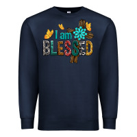 Navy I Am Blessed Cross Premium Sweatshirt - BundleAndBundleShop