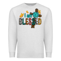 Oatmeal Heather I Am Blessed Cross Premium Sweatshirt - BundleAndBundleShop