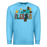 Ocean Blue I Am Blessed Cross Premium Sweatshirt - BundleAndBundleShop