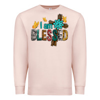 Pale Pink I Am Blessed Cross Premium Sweatshirt - BundleAndBundleShop