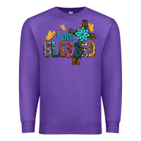 Purple I Am Blessed Cross Premium Sweatshirt - BundleAndBundleShop