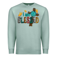 Seafoam I Am Blessed Cross Premium Sweatshirt - BundleAndBundleShop