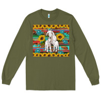 Army Green goats mom and baby sunflowers gemstones serape leopard glitter wooden Long Sleeve Tee - Artiststas