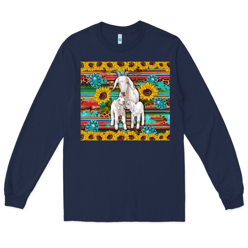Goats Mom And Baby Sunflowers Gemstones Serape Leopard Glitter Wooden Long Sleeve Tee by Artiststas | Teevron