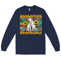 Navy goats mom and baby sunflowers gemstones serape leopard glitter wooden Long Sleeve Tee - Artiststas