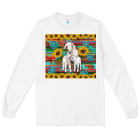 White goats mom and baby sunflowers gemstones serape leopard glitter wooden Long Sleeve Tee - Artiststas