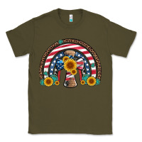 Army Green cross american flag cowhide  leopard gemstone rainbow Classic Tee - Artiststas