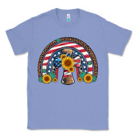 Colony Blue cross american flag cowhide  leopard gemstone rainbow Classic Tee - Artiststas