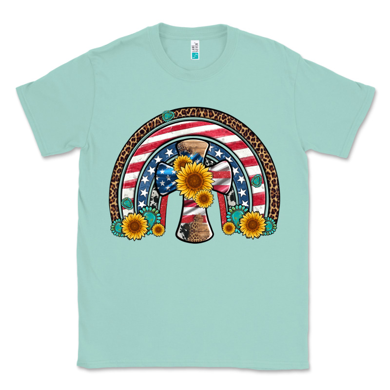 Cross American Flag Cowhide  Leopard Gemstone Rainbow Classic Tee by Artiststas | Teevron