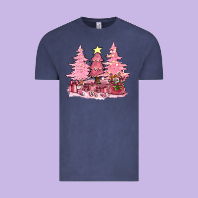 Pink Christmas Trees With Gift Box Bbs Vintage Tee Designed By Bundleandbundleshop