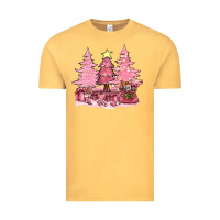 Vintage Mustard pink christmas trees with gift box bbs Vintage Tee - BundleAndBundleShop