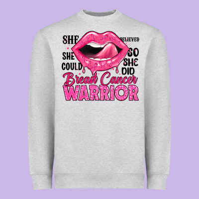 Breast Cancer Warrior Lips Heavyweight Sweatshirt Designed By Jahusdesignshop