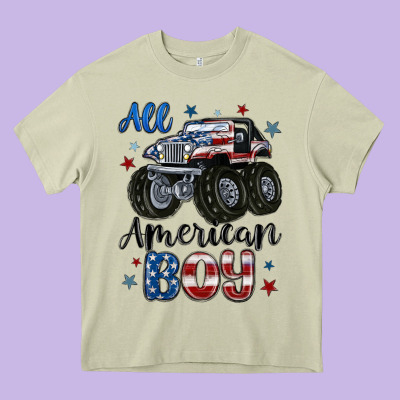 All American Boy Heavy Core Tee Designed By Maliassmallbusiness