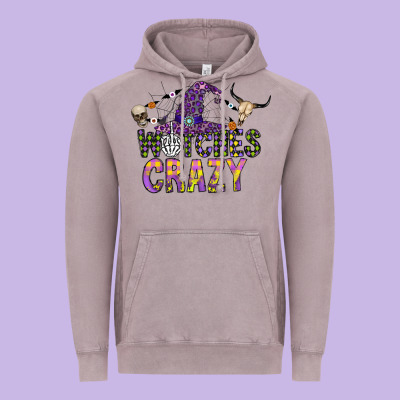 Witches Be Crazy Vintage Hoodie Designed By Cowhidedigitalart