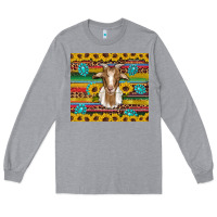 Heather Grey goat sunflowers gemstones serape leopard glitter Long Sleeve Tee - Artiststas
