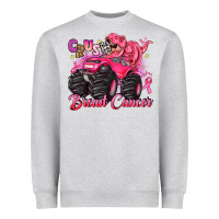 Heather Grey crush breast cancer monster truck with dinosaur Heavyweight Sweatshirt - JahusDesignShop