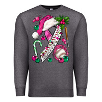 Charcoal Heather Pink Christmas Breast Cancer Ribbon Baseball Premium Sweatshirt - BundleAndBundleShop