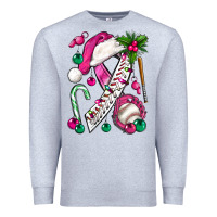Heather Grey Pink Christmas Breast Cancer Ribbon Baseball Premium Sweatshirt - BundleAndBundleShop